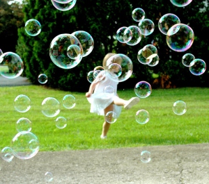 kicking bubbles