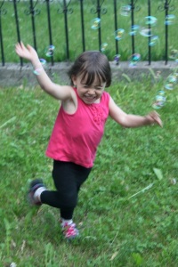 running with bubbles